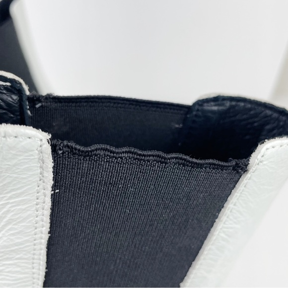 L’Intervalle White Leather Ankle Boots Chunky Heel Pointed Toe Chelsea Slip On - Picture 11 of 13